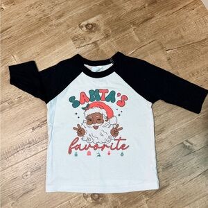 Bella Canvas Kids Santa Graphic Raglan Tee - Black and White